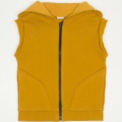 Buckthorn-brown thick vest with hood and zipper