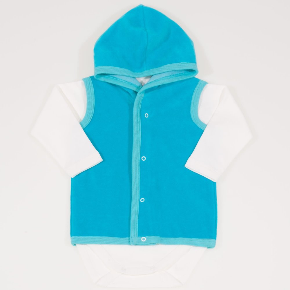 Turquoise velour vest with blanc de blanc long-sleeve bodysuit | liloo