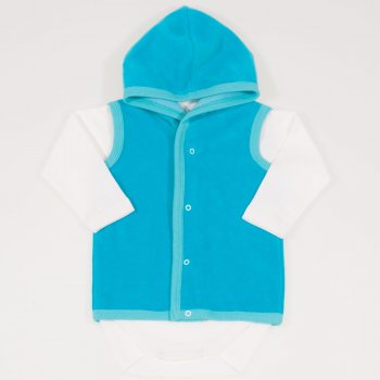 Turquoise velour vest with blanc de blanc long-sleeve bodysuit | liloo