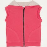 Brick red vest with hood and zipper | liloo