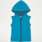 Enamel blue vest with hood and zipper | liloo