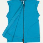 Enamel blue vest with hood and zipper | liloo