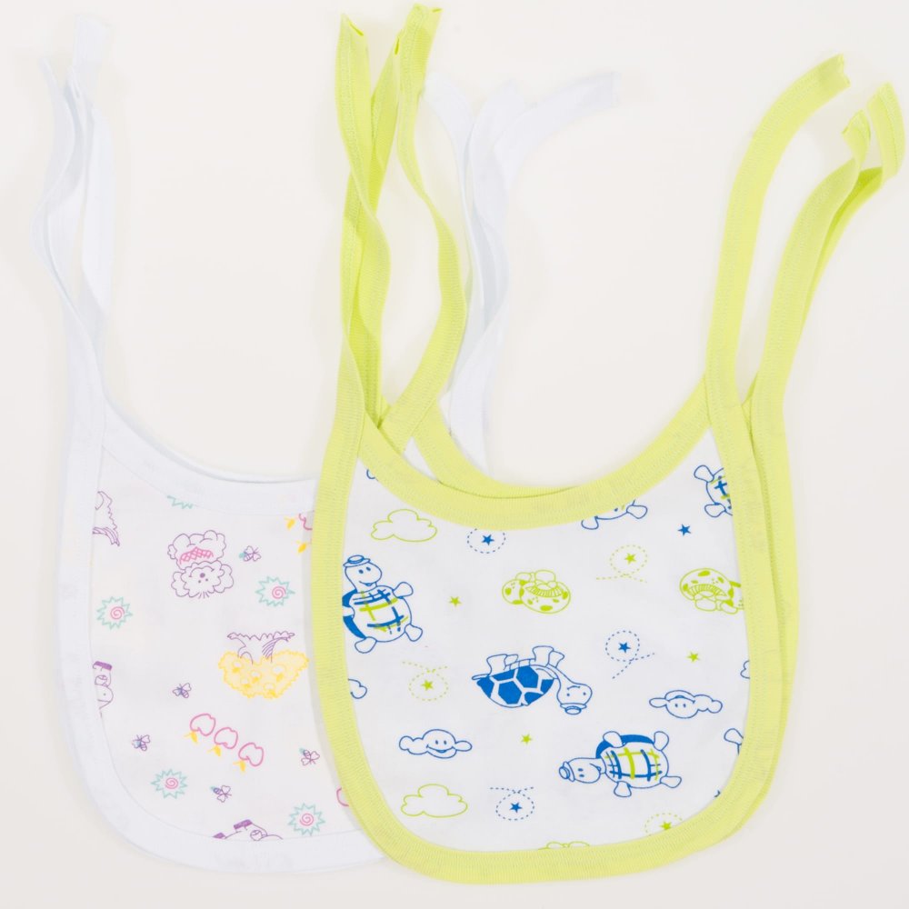 White bibs with animal and turtle print - set of 6 pieces | liloo