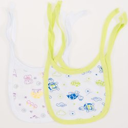 White bibs with animal and turtle print - set of 6 pieces