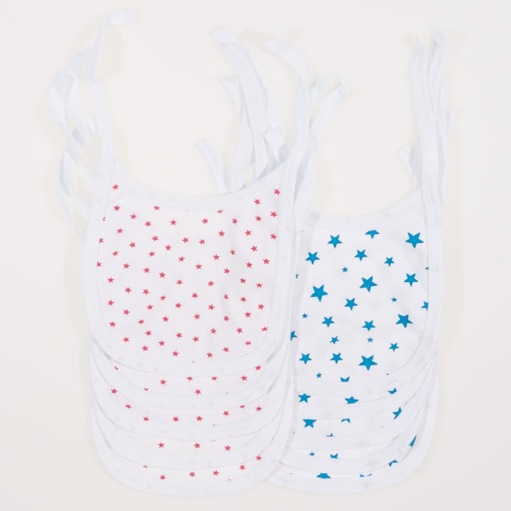 White bibs with star print - set of 10 pieces | liloo