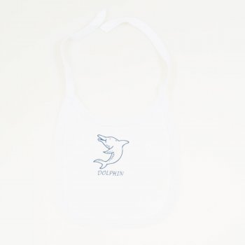 White bib with dolphin print