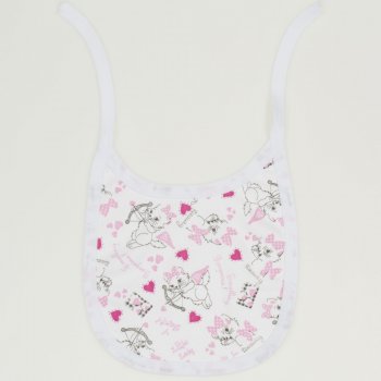 White bib with cat allover print