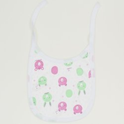 White bib with sleepy happy allover print