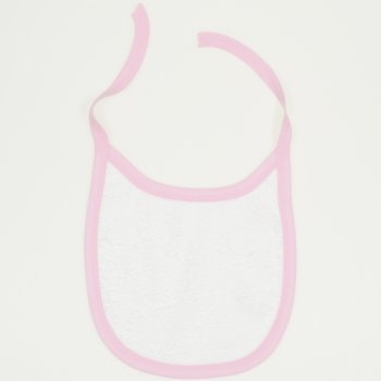 White terry & pink bib