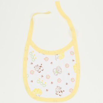 Little animals allover print & yellow trim bib