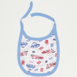 Cars allover print & turquoise trim bib