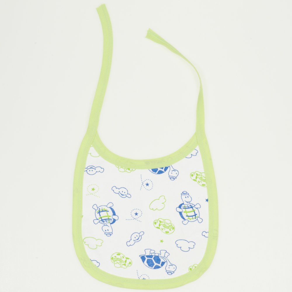 Turtles allover print & green trim bib | liloo