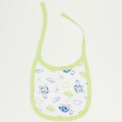 Turtles allover print & green trim bib