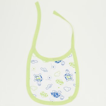 Turtles allover print & green trim bib | liloo