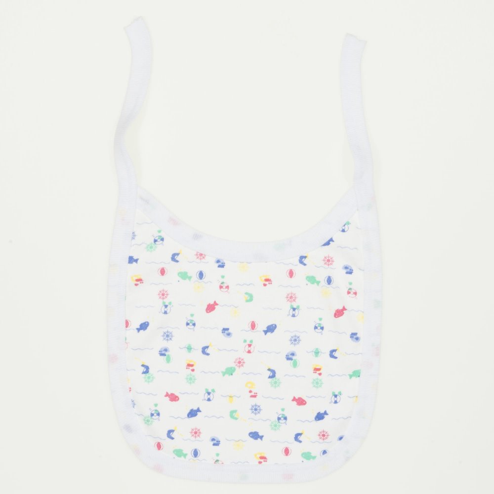 White bib with fish allover print | liloo