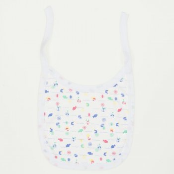 White bib with fish allover print