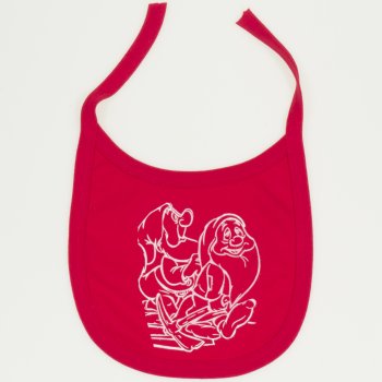 Red bib with cute dwarfs print | liloo