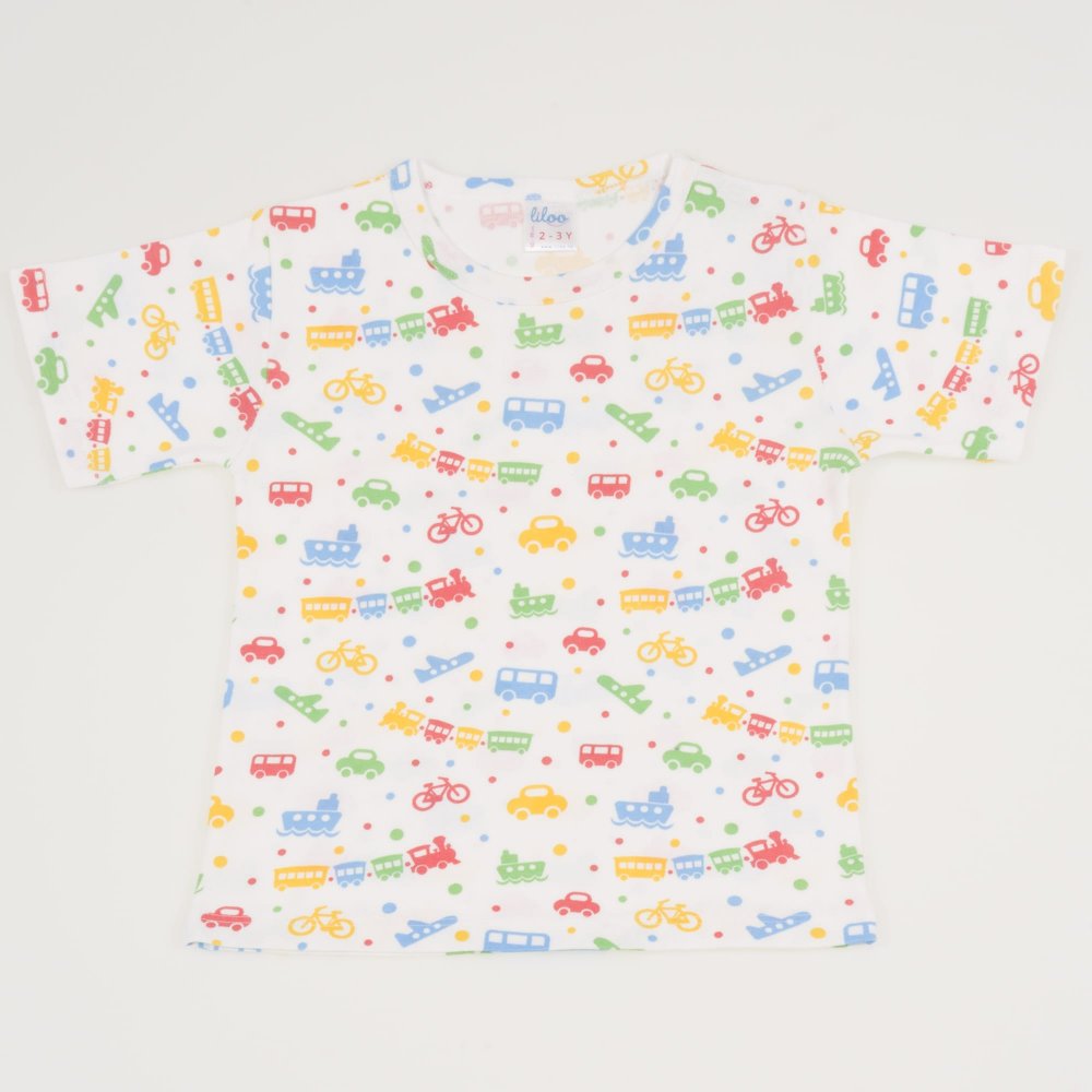 Short-sleeve undershirt with transport toys print | liloo