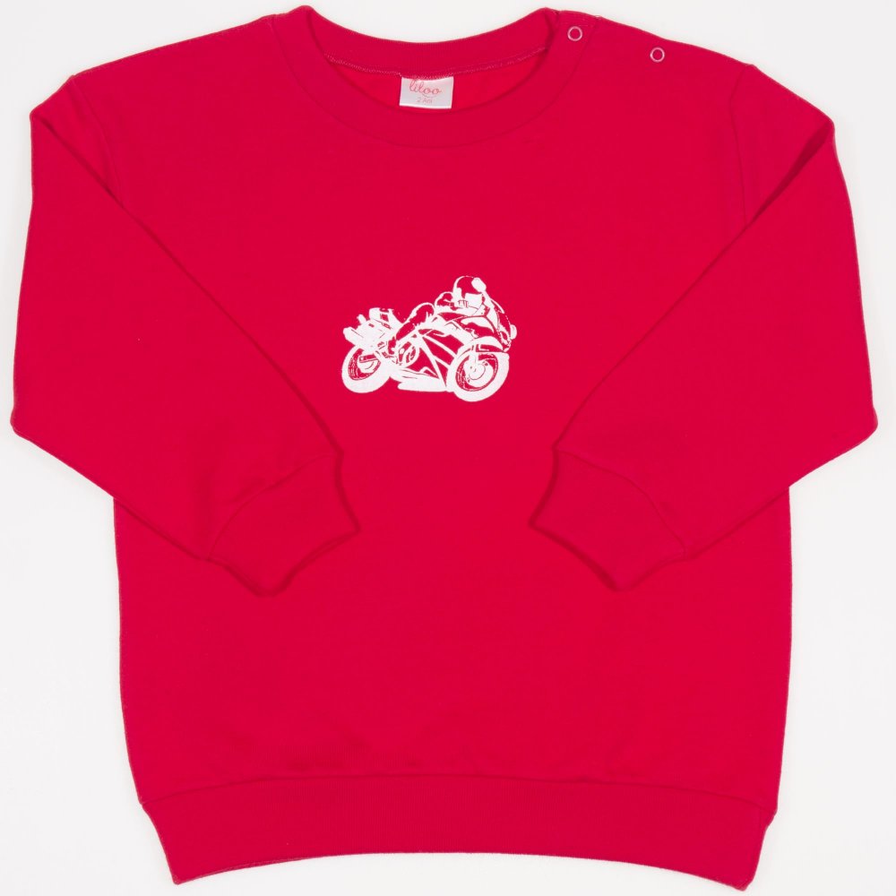 Red sweatshirt with motorcycle print | liloo