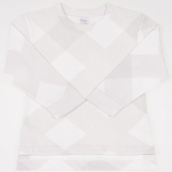 Bluza trening groasa (flausata) alba imprimeu forme geometrice