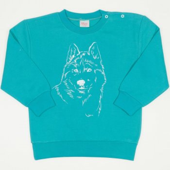 Aqua sweatshirt with wolf print | liloo