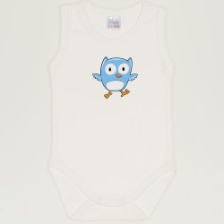 Blanc de blanc sleeveless bodysuit with owl print