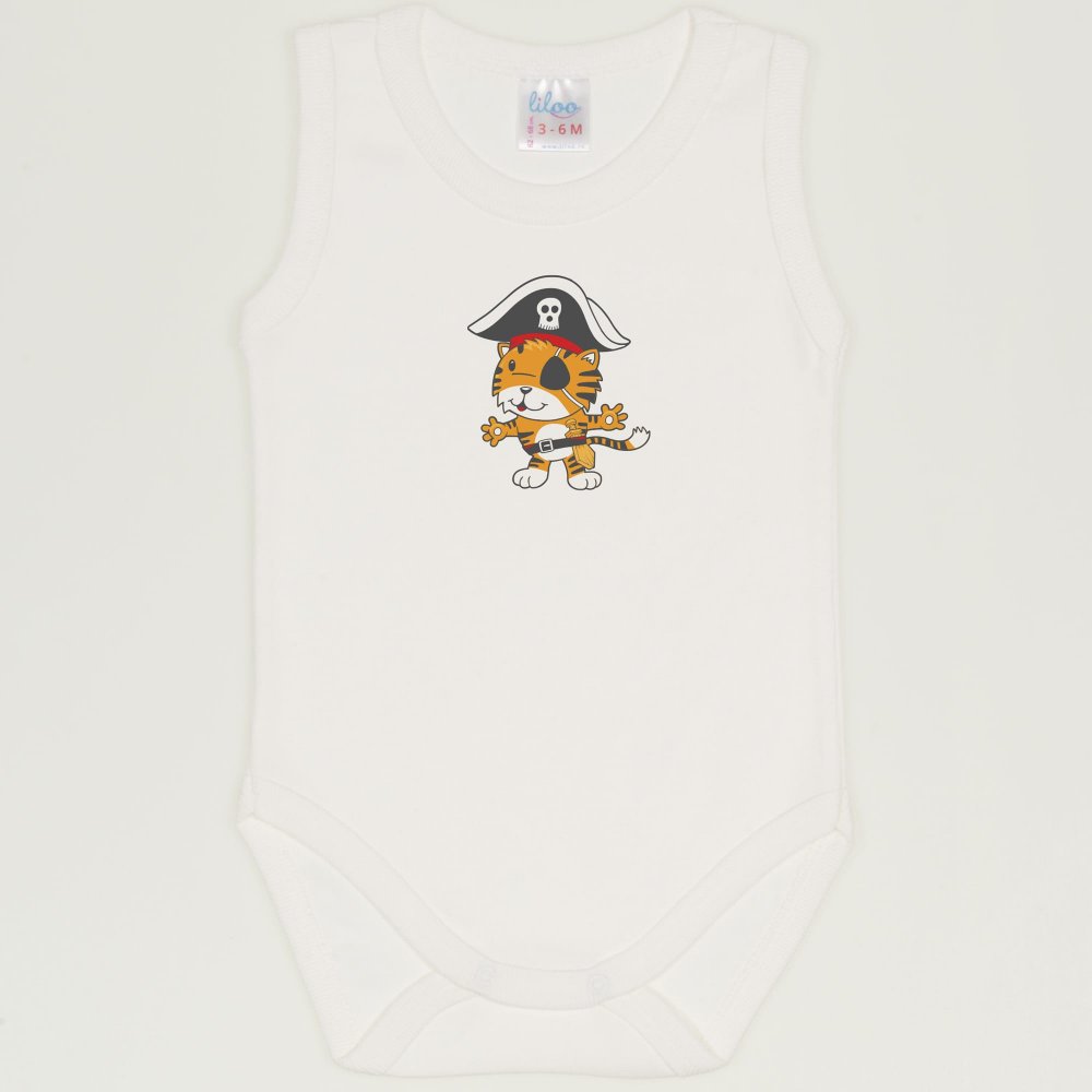 Blanc de blanc sleeveless bodysuit with pirate tiger print | liloo