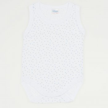 White sleeveless bodysuit with multicolour dots print