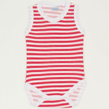 White sleeveless bodysuit with red stripes