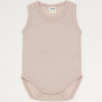 Beige organic cotton sleeveless bodysuit