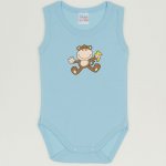 Blue petit four sleeveless bodysuit with monkey print | liloo 