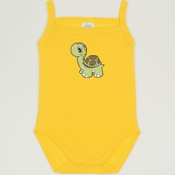 Dandelion yellow sleeveless bodysuit (camisole type) with turtle print