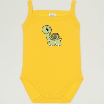 Dandelion yellow sleeveless bodysuit (camisole type) with turtle print | liloo