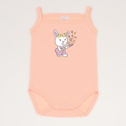 Peach fuzz sleeveless bodysuit (camisole type) with guitarist bunnies print