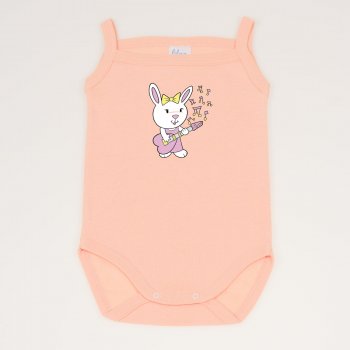 Peach fuzz sleeveless bodysuit (camisole type) with guitarist bunnies print | liloo