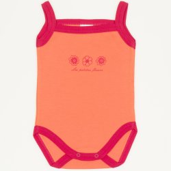 Orange sleeveless bodysuit with flowers print (camisole type)