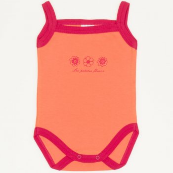 Orange sleeveless bodysuit with flowers print (camisole type)