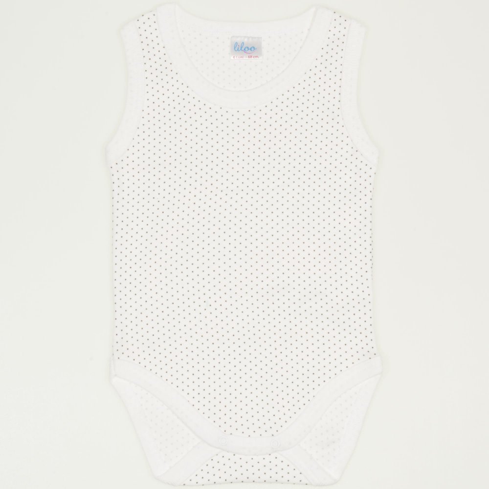 Cream-colored sleeveless bodysuit with maroon dots | liloo