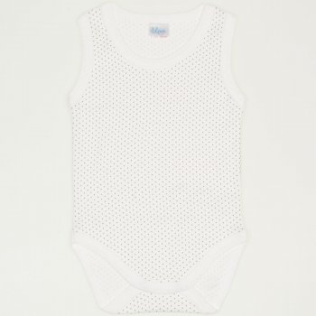 Cream-colored sleeveless bodysuit with maroon dots | liloo