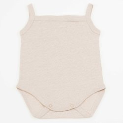 Beige organic cotton bodysuit with straps