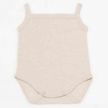 Beige organic cotton bodysuit with straps