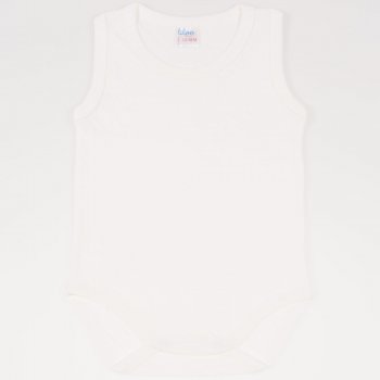 Ecru sleeveless bodysuit - premium multilayer material with model