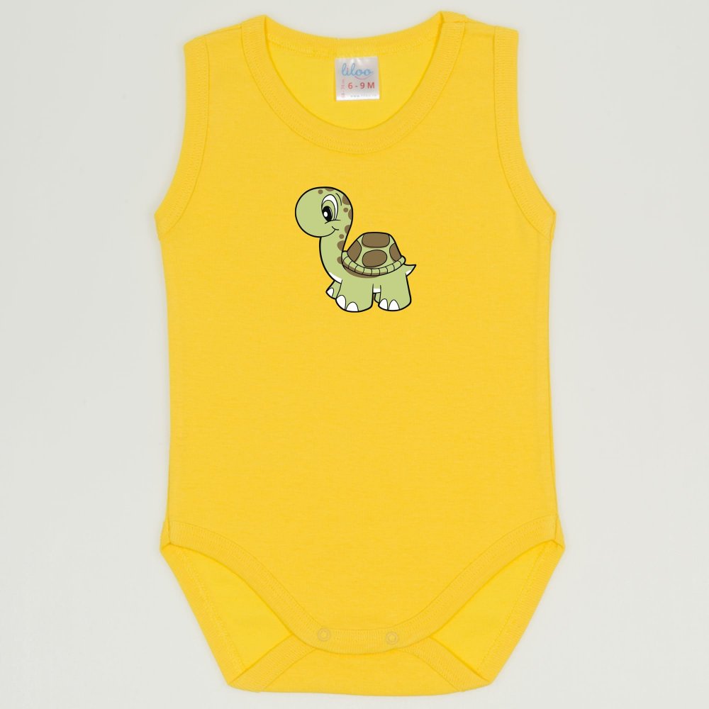 Dandelion yellow sleeveless bodysuit with turtle print | liloo 