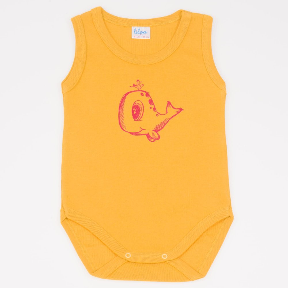 Yellow - mustard sleeveless bodysuit with whale print | liloo