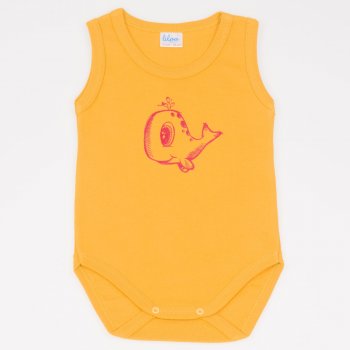 Yellow - mustard sleeveless bodysuit with whale print | liloo