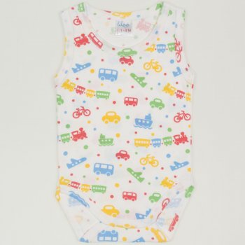 Sleeveless bodysuit  with transport toys print | liloo