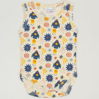 Sleeveless bodysuit  with stars-rockets print