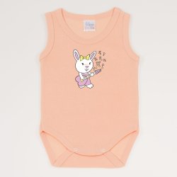 Peach fuzz sleeveless bodysuit with guitarist bunnies