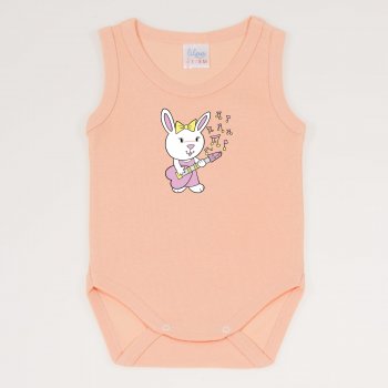 Peach fuzz sleeveless bodysuit with guitarist bunnies | liloo 