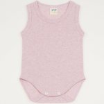 Pink melange organic cotton sleeveless bodysuit | liloo